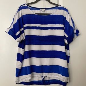 blue and white stripe top